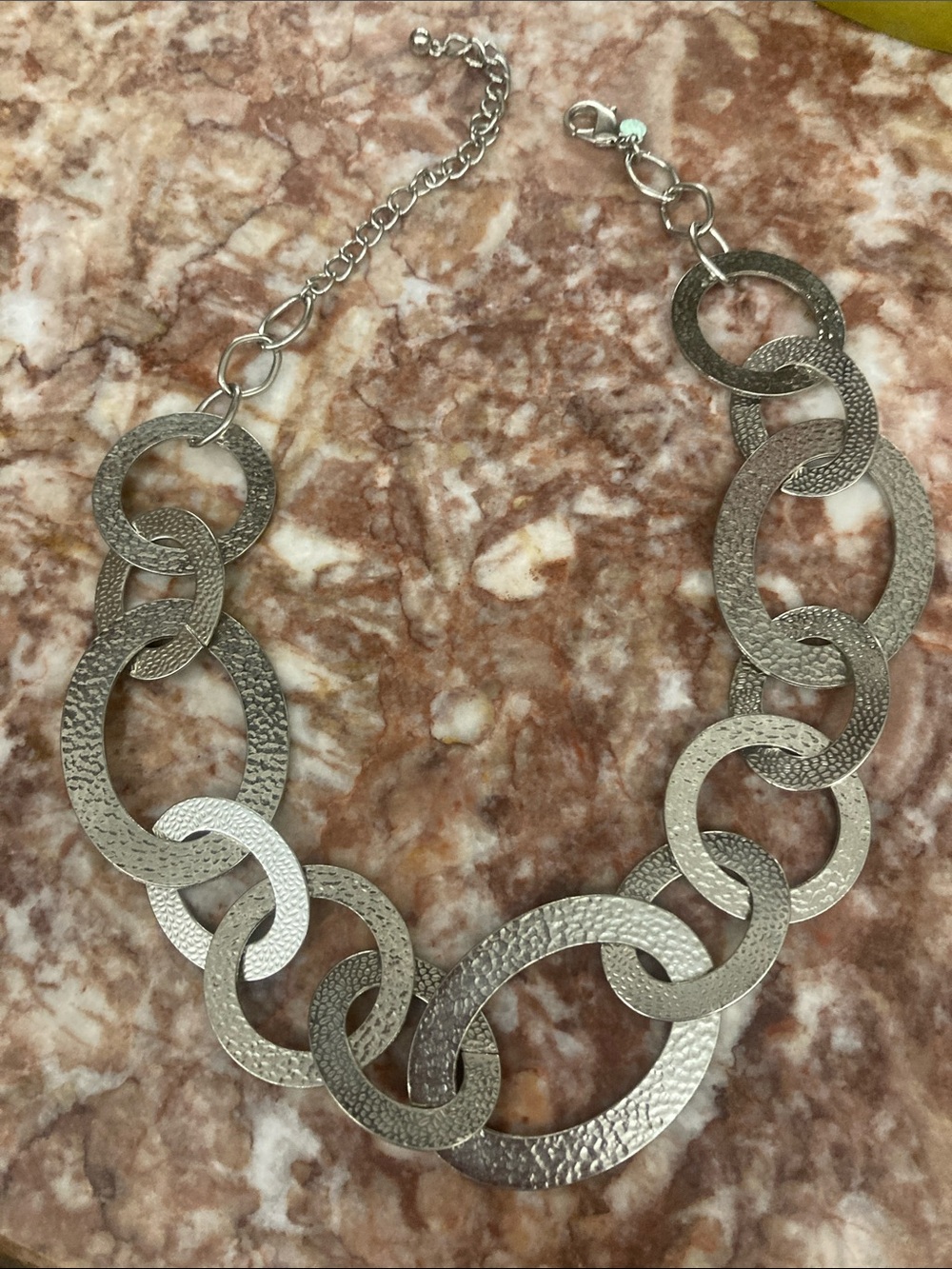 Chico's Textured Silver-Link Statement Necklace